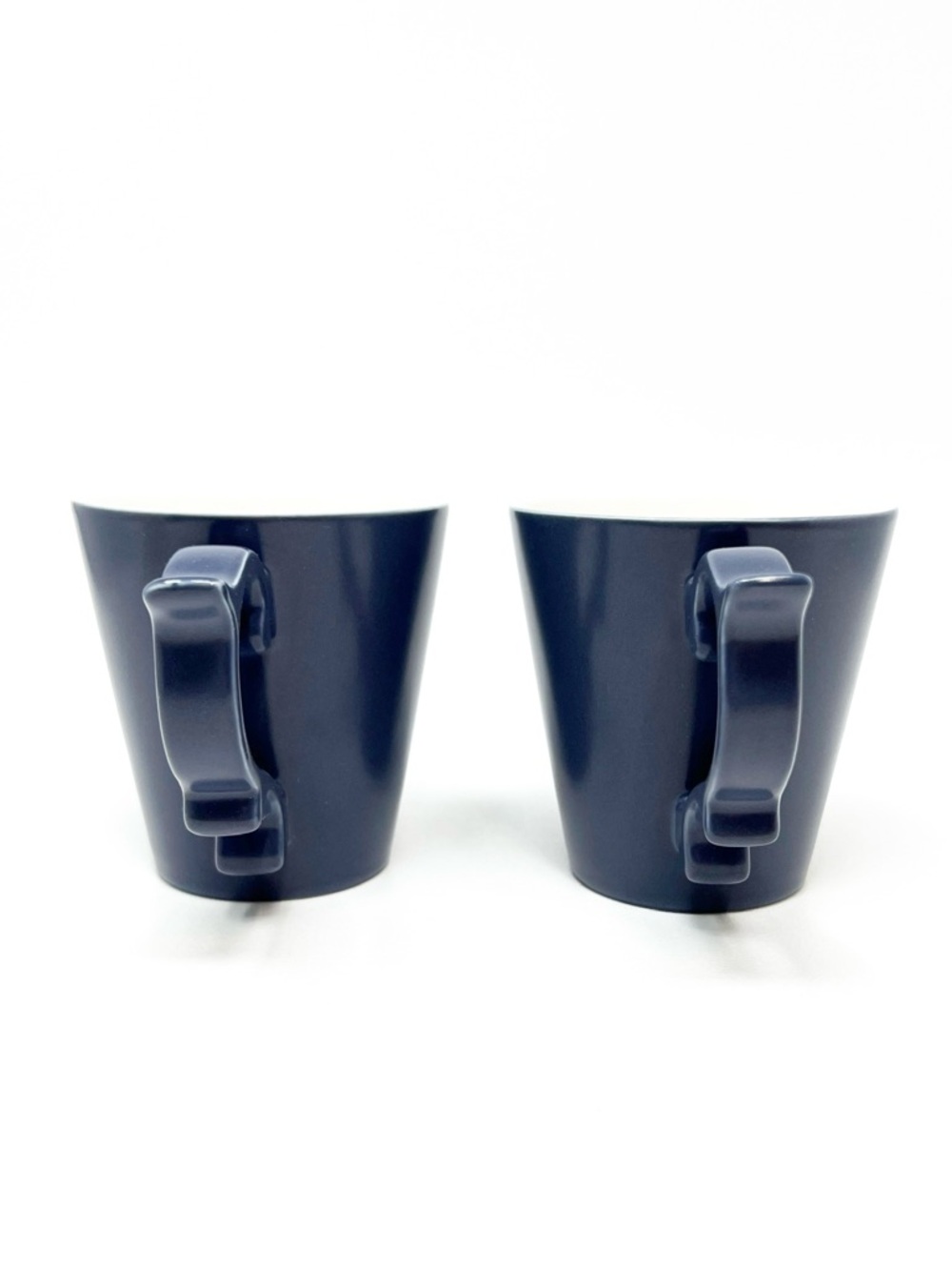 Tazo Navy Blue Ceramic Mugs 2013 Set of Two 14 oz Ornate Handle Coffee Tea EUC - Picture 3 of 8